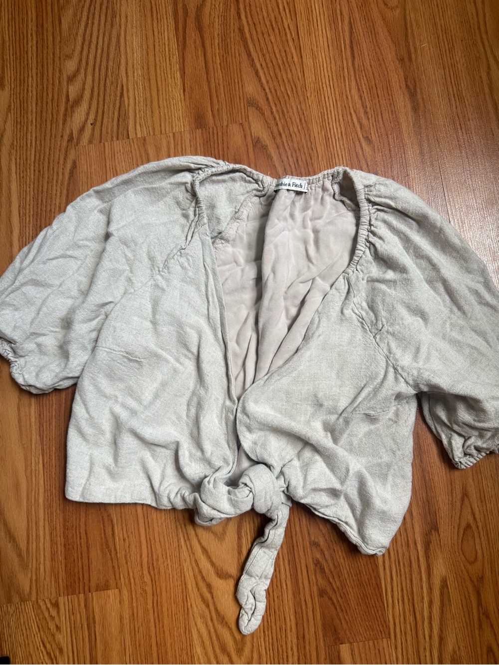 Abercrombie & Fitch BeigeTied-Front Puff Sleeve Jacket